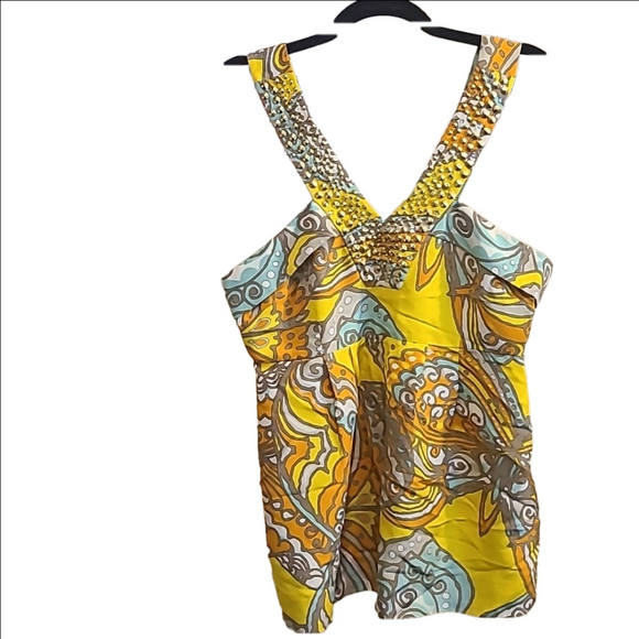 Kate SpadeJANA Bold Print Silk Studded Top - Picture 1 of 5